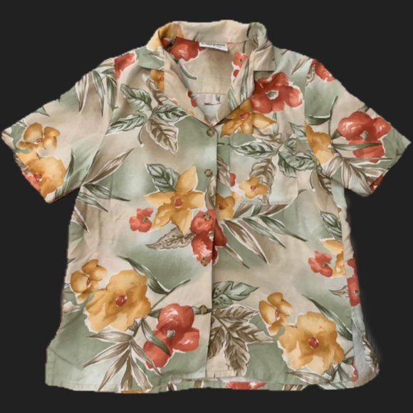 ALFRED DUNNER hawaiian floral button up shirt - Picture 1 of 3